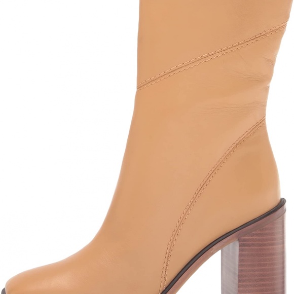 Franco Sarto Leather Side Zip Mid Boot Stevie Camel - 8.5 - Picture 3 of 6